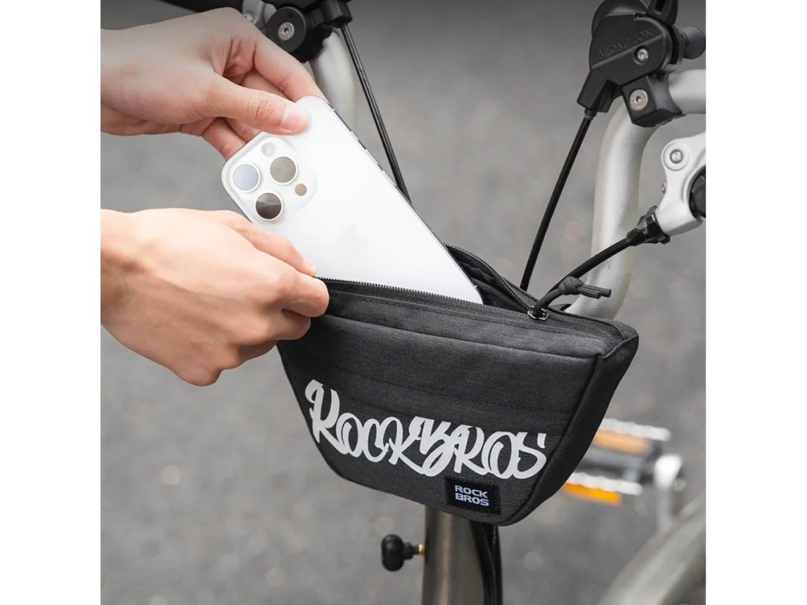 Bolsa trapezoidal para guidão de bicicleta Rockbros G011 Flash Journey, 0,7 l - preta