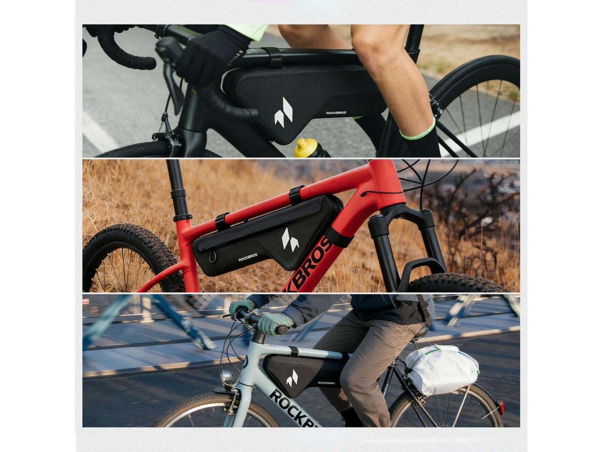 Bolsa impermeável para quadro de bicicleta Rockbros AS-152, 1,9L - Preta