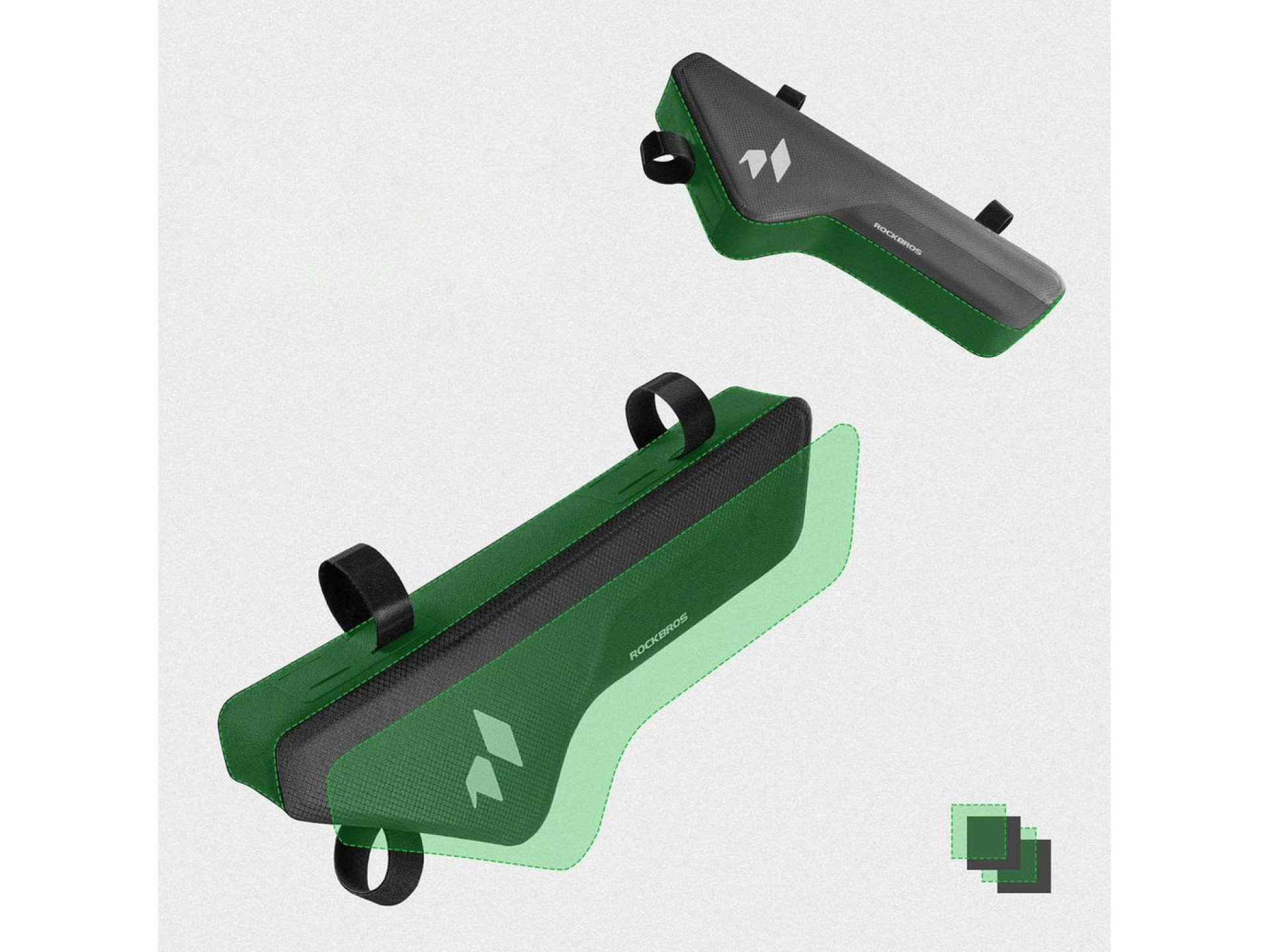 Bolsa impermeável para quadro de bicicleta Rockbros AS-152, 1,9L - Preta