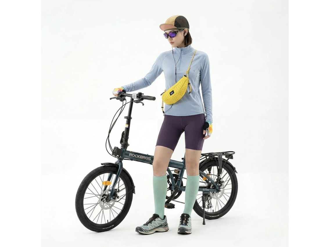 Bolsa para bicicleta Rockbros H74 para manillar o bandolera tipo banana, 1,8 L - Amarilla