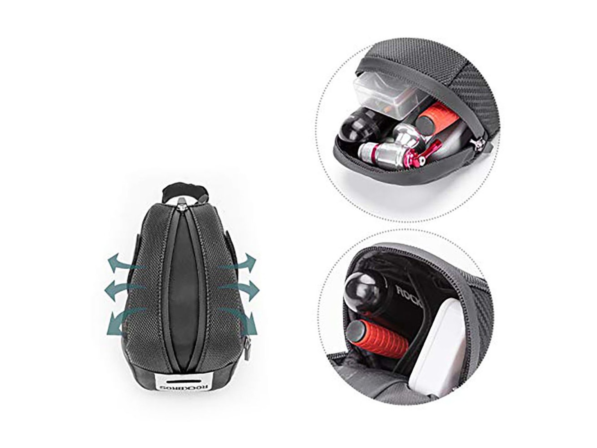Bolsa de selim para bicicleta Rockbros B74 0,75L - Preta