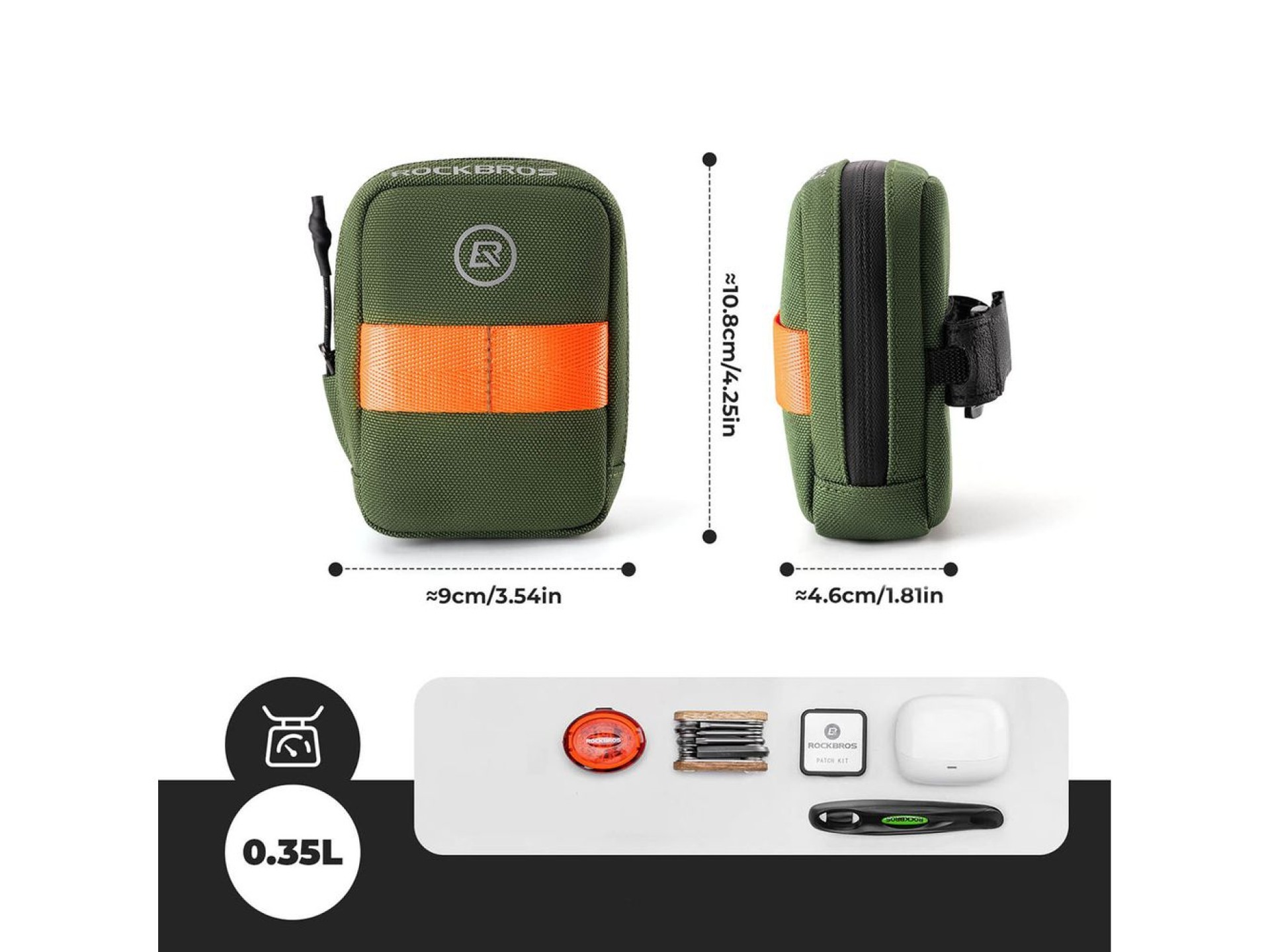 Bolsa para sillín de bicicleta Rockbros F006 0,35 l - verde