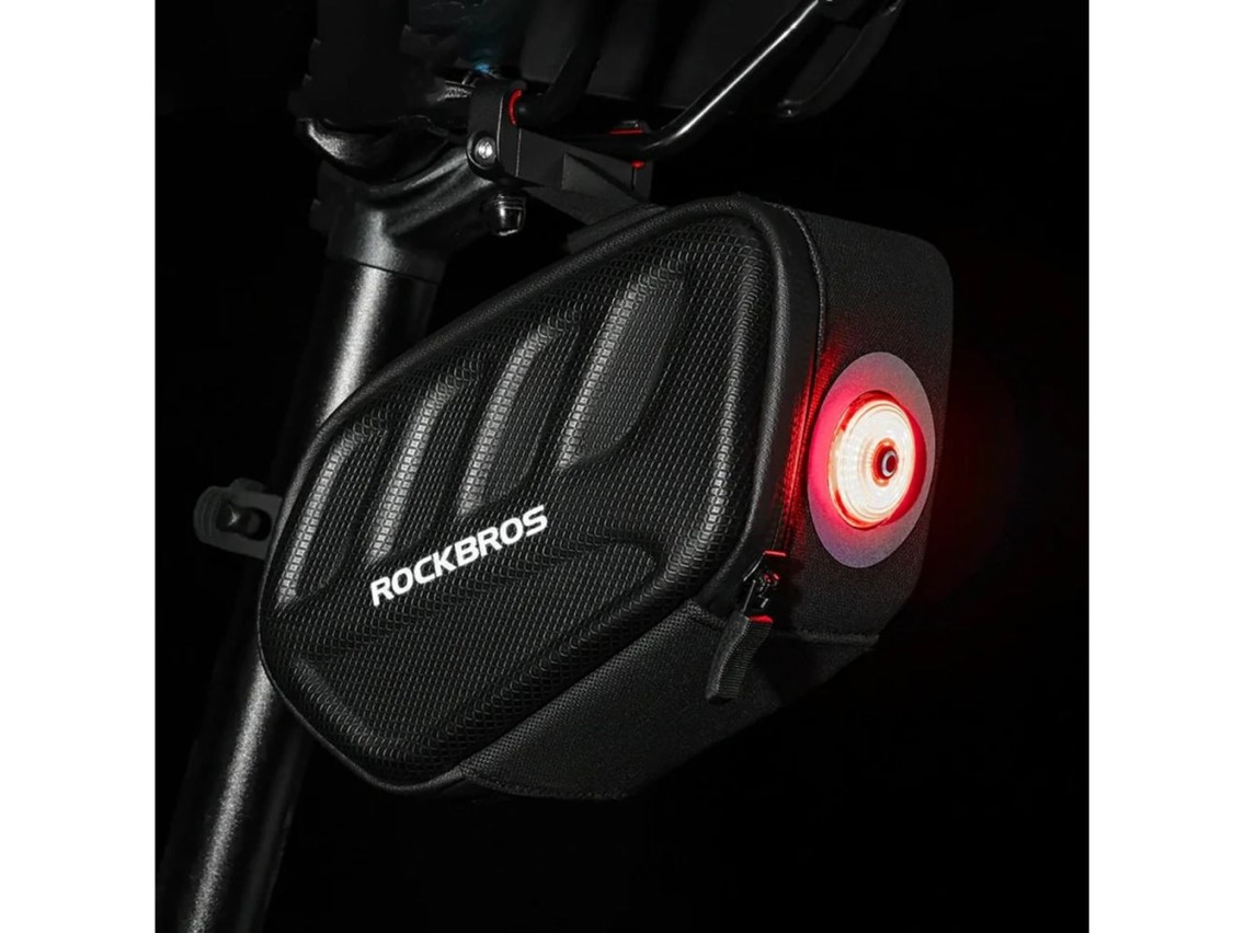 Rockbros C61 Bike Saddle Bag with Smart Rear Light 0.45L - Black