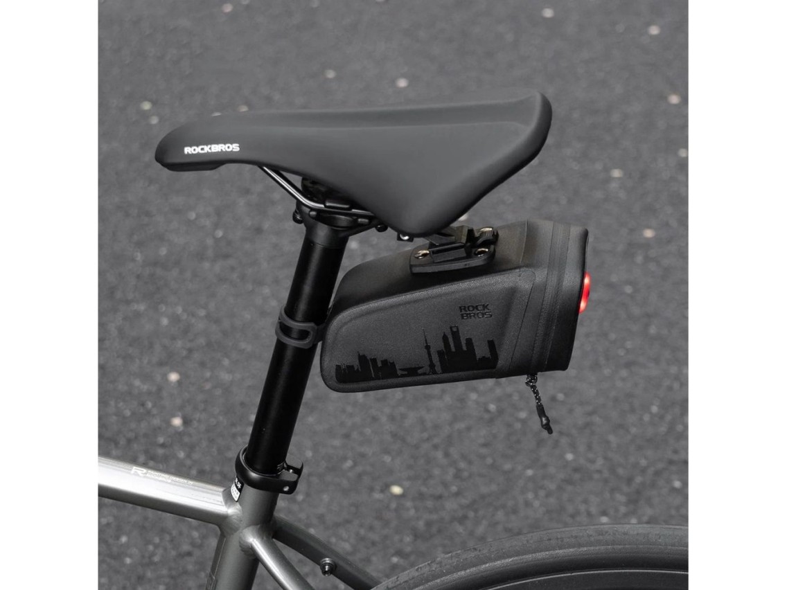 Rockbros AS-141 Lightweight Bicycle Seat Bag with Smart Rear Light - Black