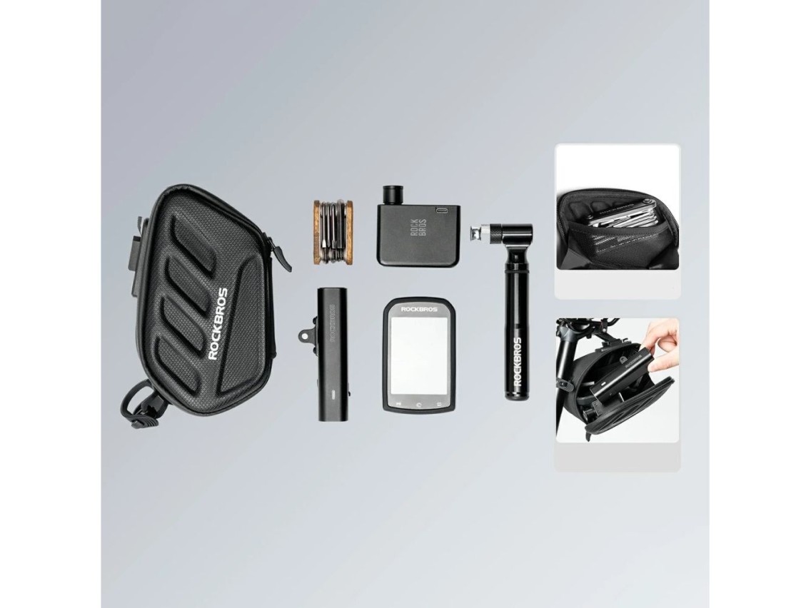 Rockbros C61 Bike Saddle Bag with Smart Rear Light 0.45L - Black