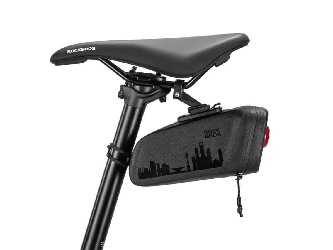Rockbros AS-141 Lightweight Bicycle Seat Bag with Smart Rear Light - Black