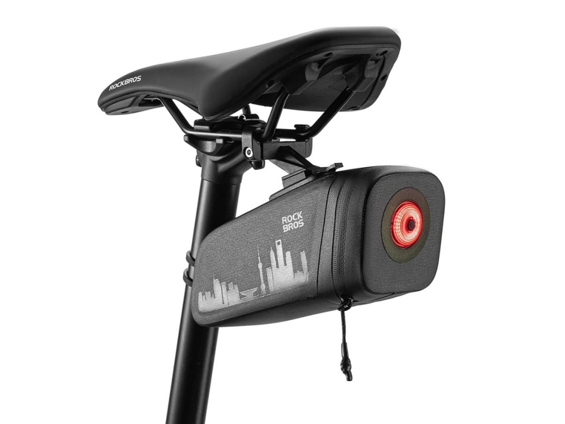 Rockbros AS-141 Lightweight Bicycle Seat Bag with Smart Rear Light - Black