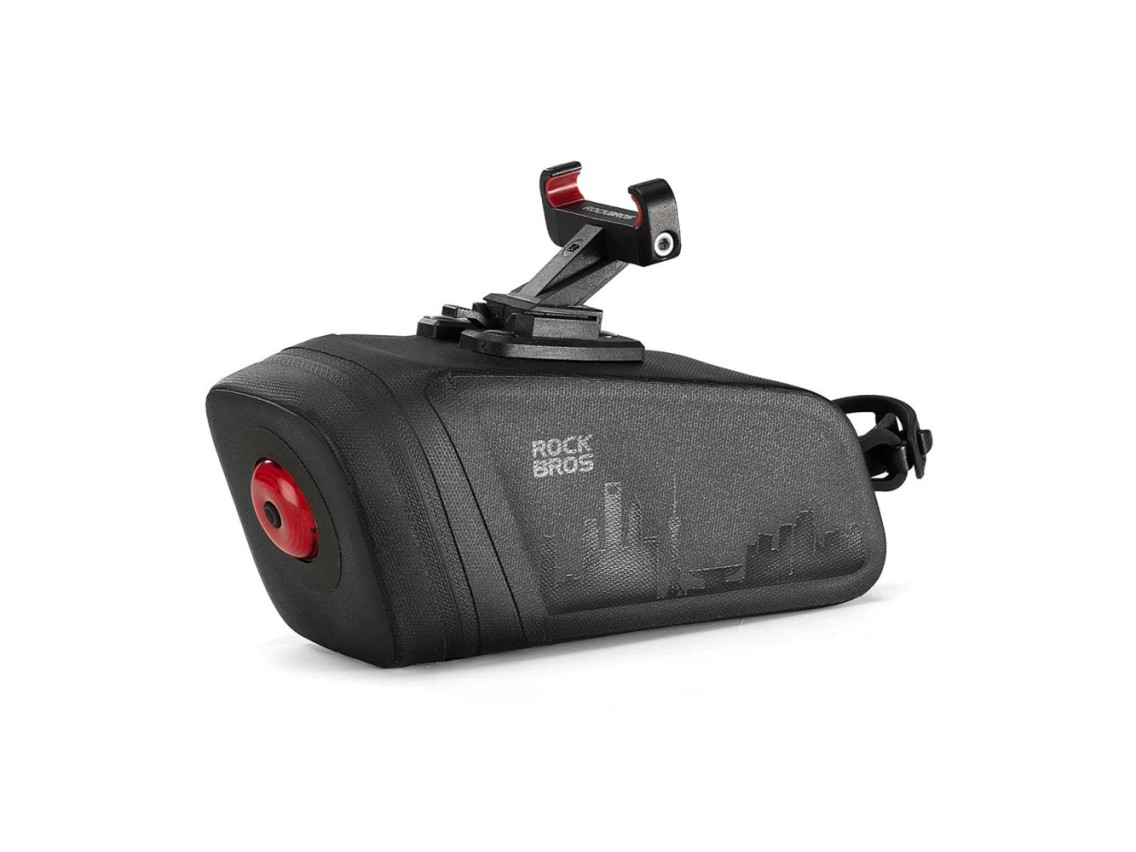 Rockbros AS-141 Lightweight Bicycle Seat Bag with Smart Rear Light - Black