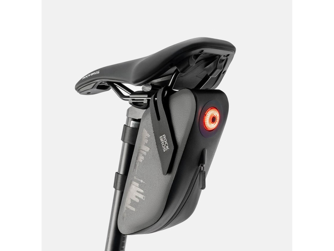 Rockbros AS-078-1 Bicycle Seat Bag with Smart Rear Light 0.8L - Black