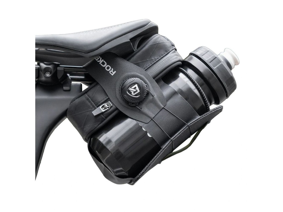 Bolsa de selim para bicicleta Rockbros P010 de 0,2L com suporte para garrafa de 0,6L - Preta