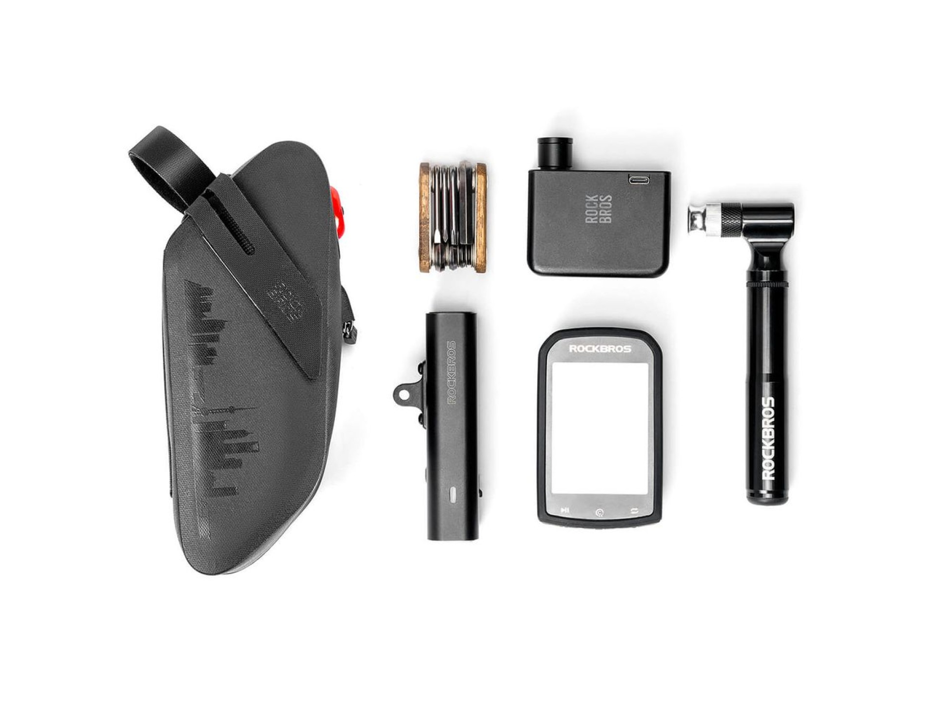 Rockbros AS-078-1 Bicycle Seat Bag with Smart Rear Light 0.8L - Black