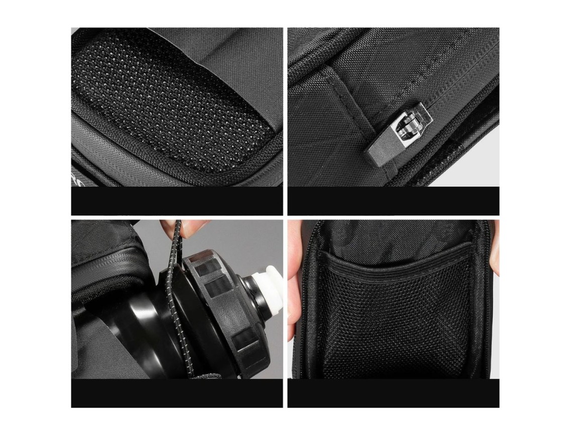 Bolsa de selim para bicicleta Rockbros P010 de 0,2L com suporte para garrafa de 0,6L - Preta