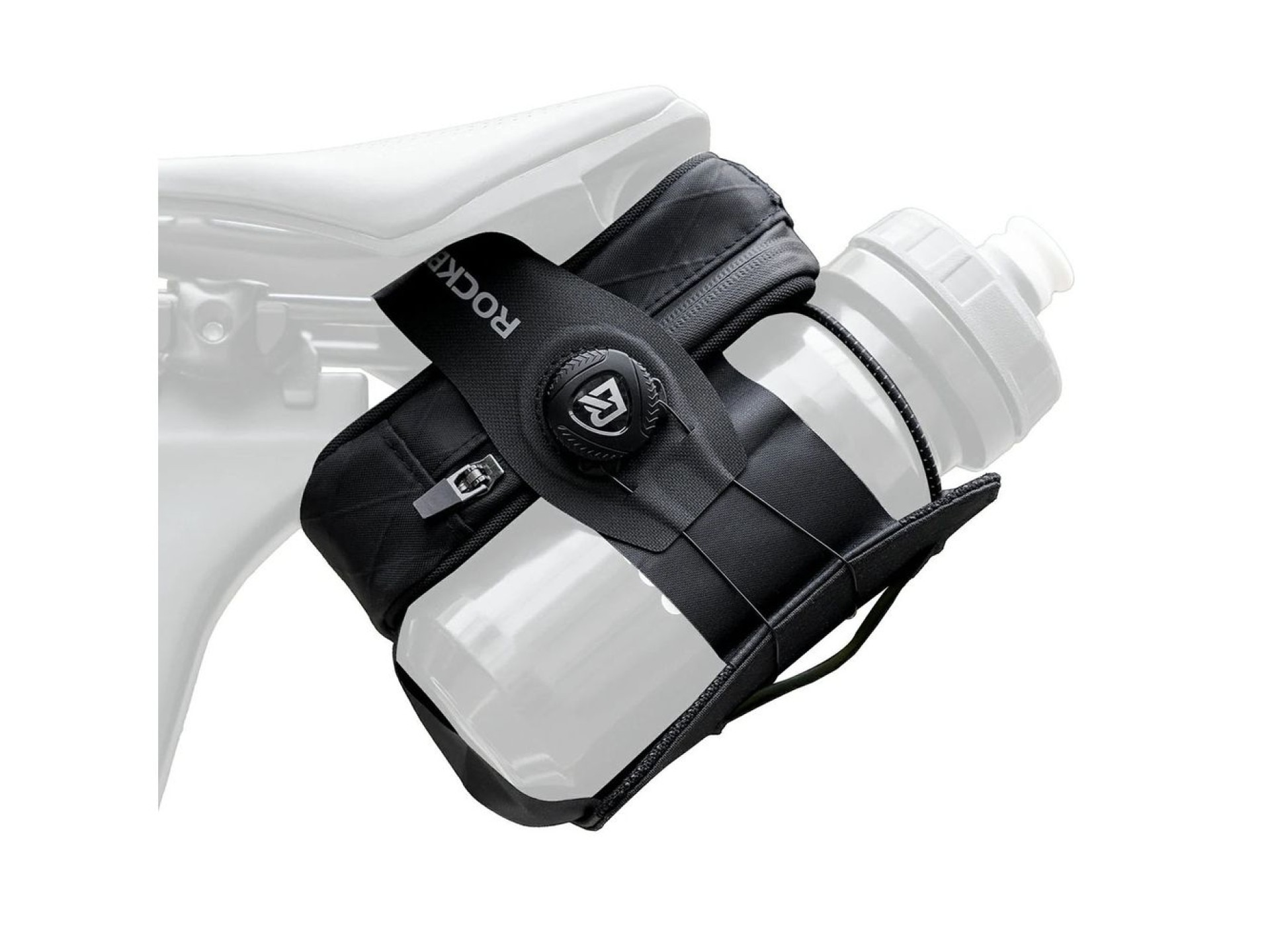 Bolsa de selim para bicicleta Rockbros P010 de 0,2L com suporte para garrafa de 0,6L - Preta