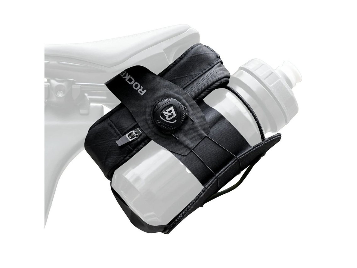 Bolsa de selim para bicicleta Rockbros P010 de 0,2L com suporte para garrafa de 0,6L - Preta