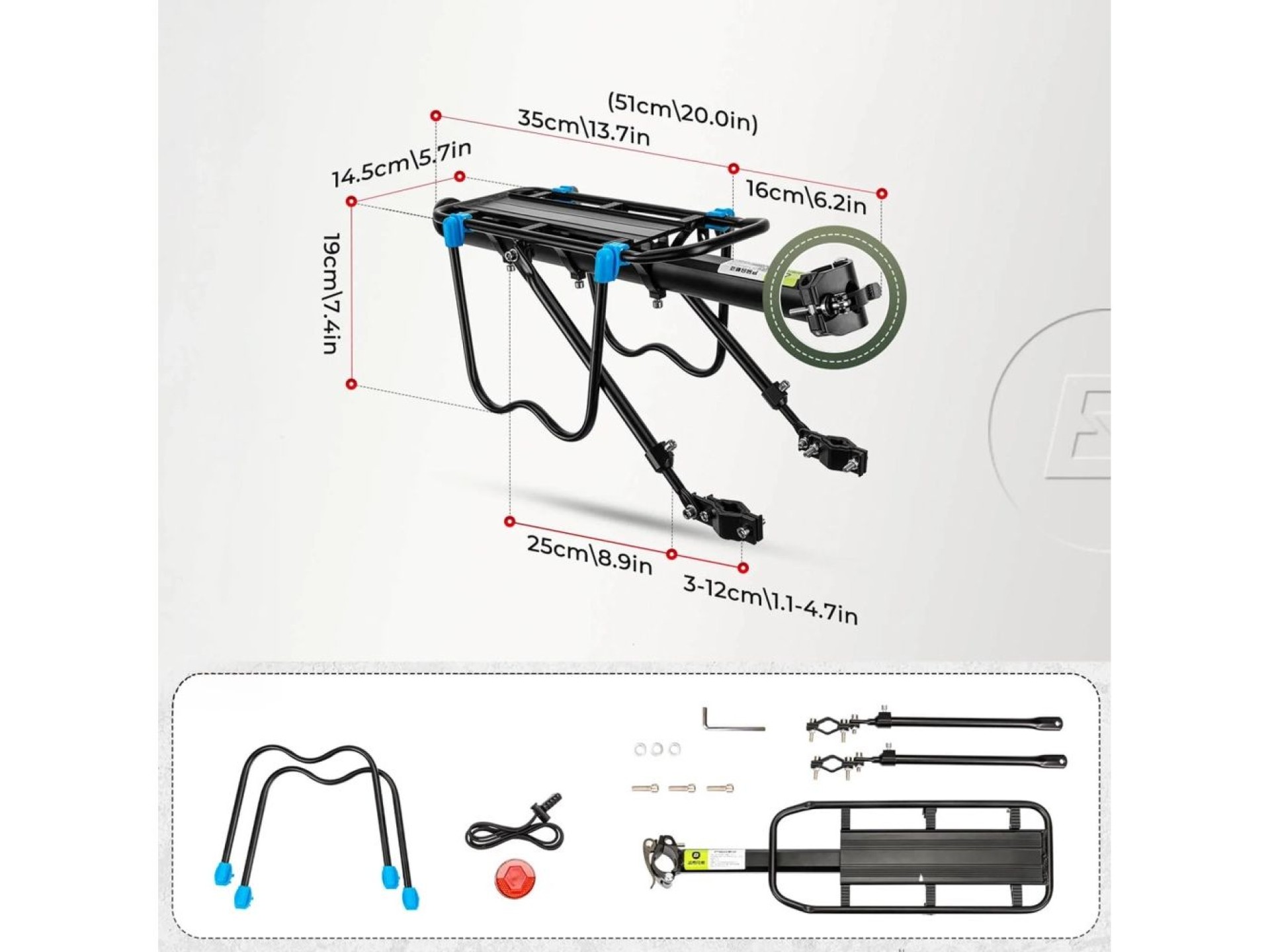 Rockbros Shelves HJ10010 Quick-Mount Bike Rack with Reflector - Black