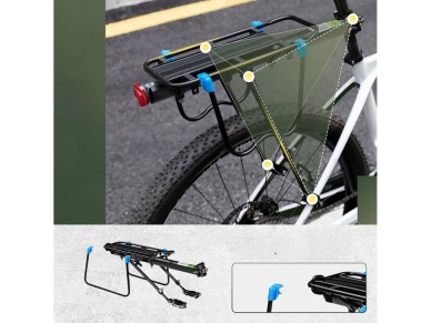 Suporte para bicicletas Rockbros Shelves HJ10010 com montagem r�pida e refletor - Preto
