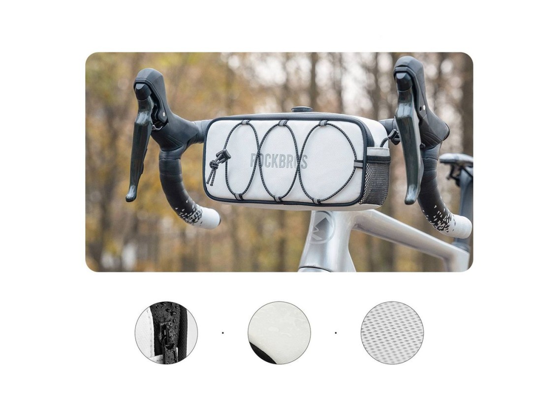Bolsa de guidão impermeável Rockbros TL001 ROAD TO SKY 1.9L para bicicleta - Branca