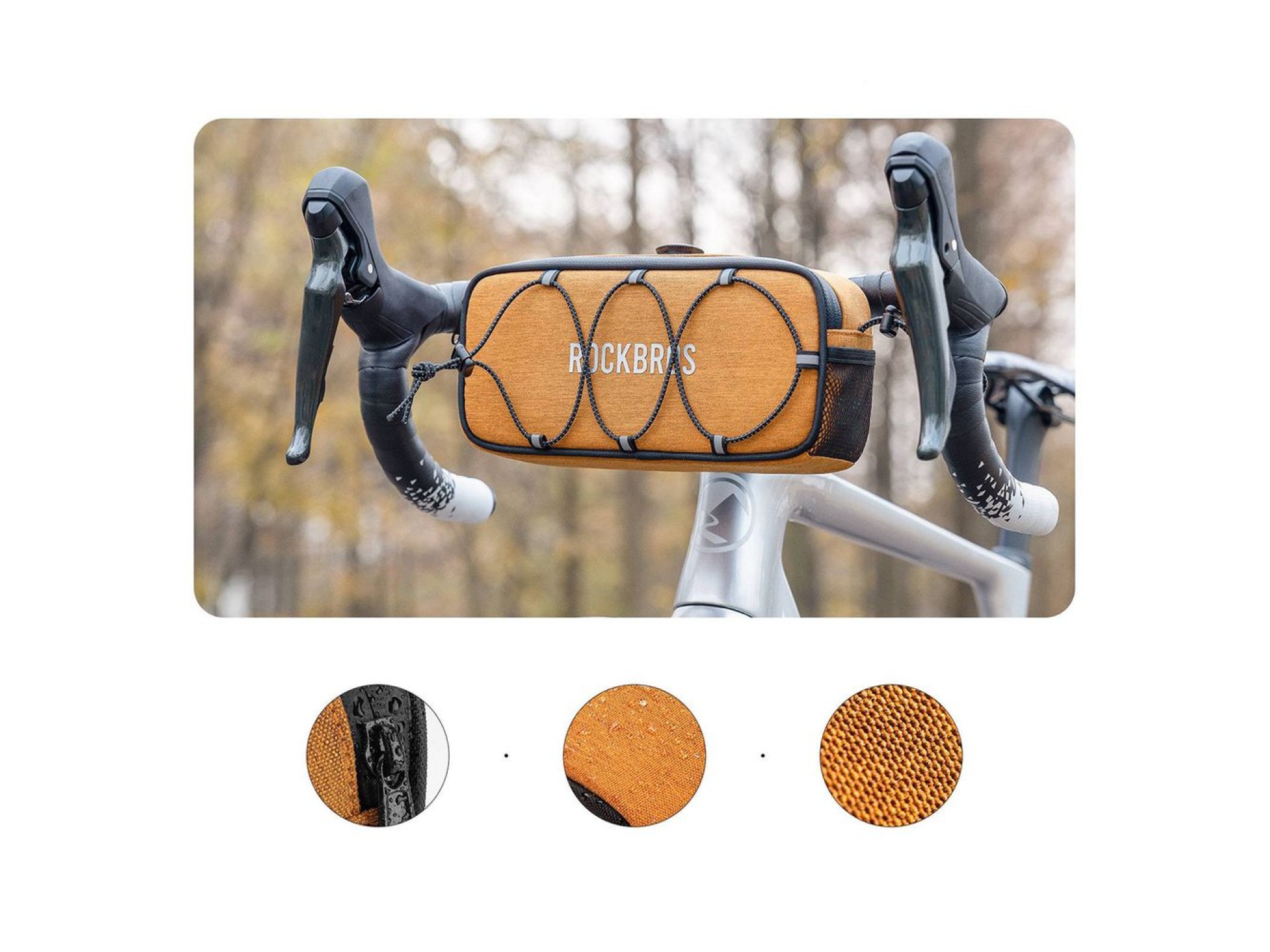 Bolsa de guidão para bicicleta Rockbros TL001 ROAD TO SKY 1.9L à prova d'água - Laranja