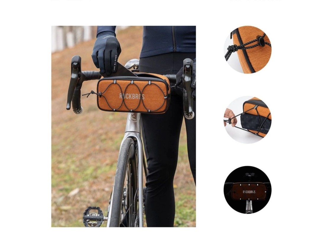 Bolsa de guid�o para bicicleta Rockbros TL001 ROAD TO SKY 1.9L � prova d'�gua - Laranja