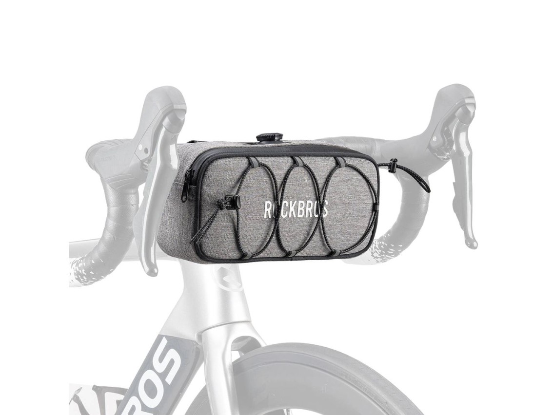 Bolsa de guidão impermeável Rockbros TL001 ROAD TO SKY 1.9L para bicicleta - Cinza
