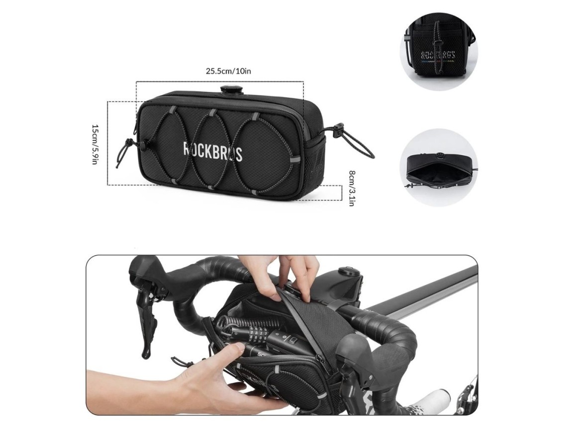 Rockbros TL001 ROAD TO SKY 1.9L Waterproof Handlebar Bike Bag - Black