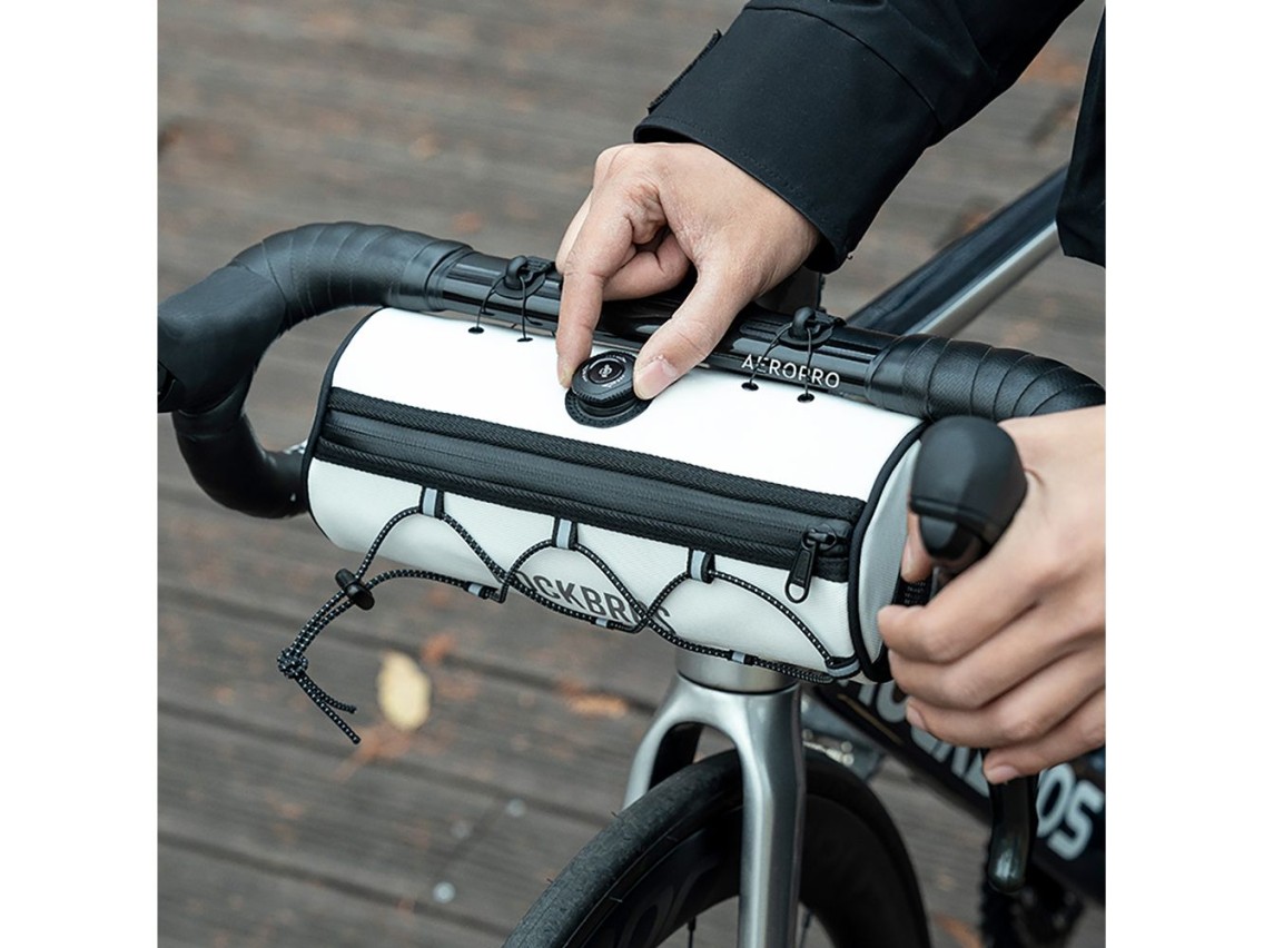 Bolsa de guidão impermeável Rockbros TL002 ROAD TO SKY 1.5L para bicicleta - Branca