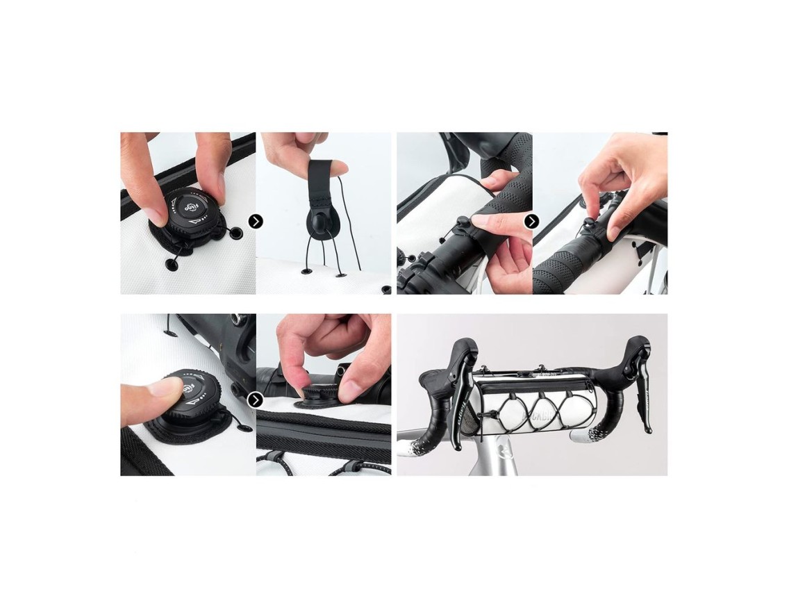 Bolsa de guidão impermeável Rockbros TL002 ROAD TO SKY 1.5L para bicicleta - Branca