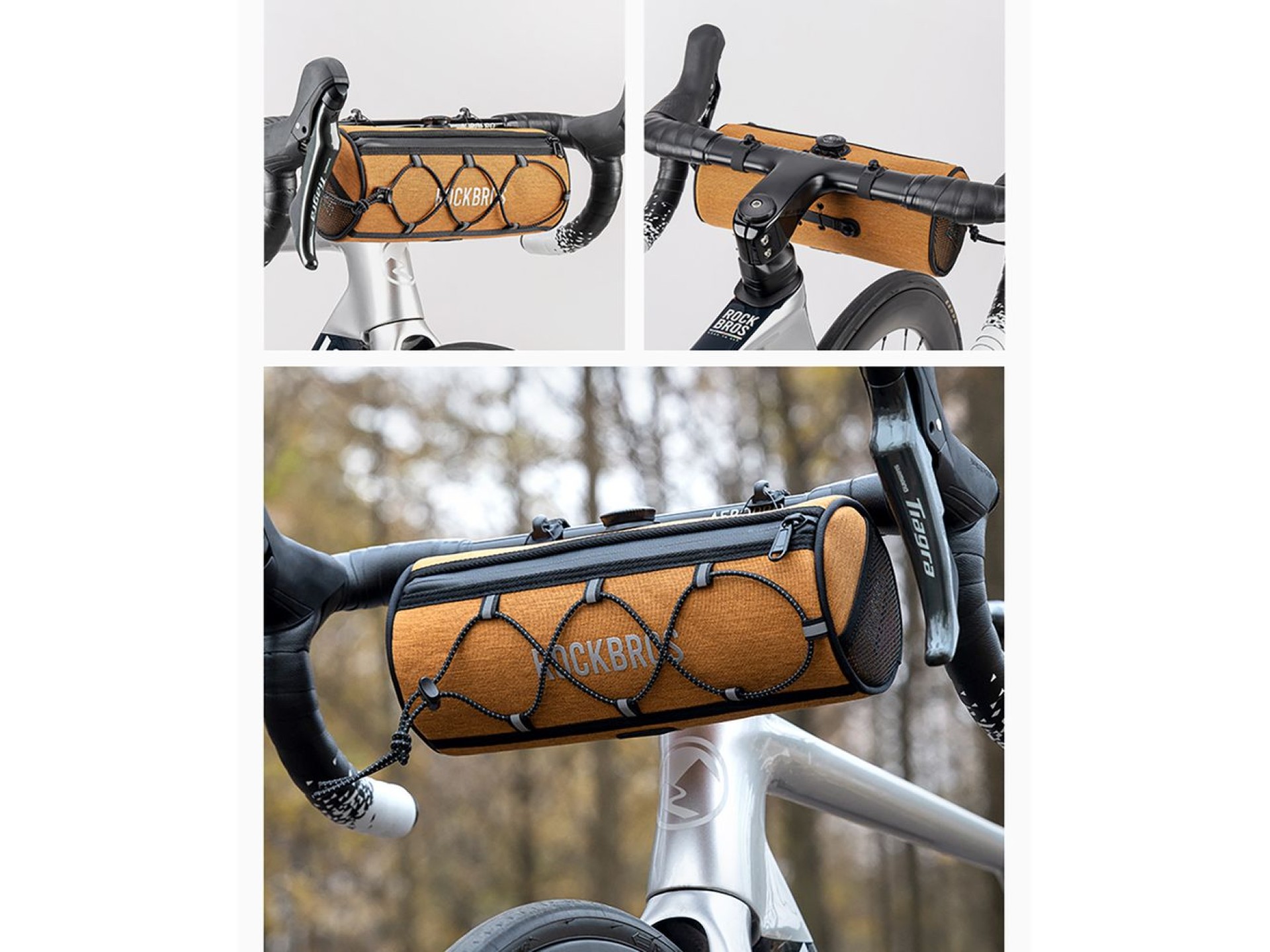 Bolsa para manillar de bicicleta Rockbros TL002 ROAD TO SKY de 1,5 L, impermeable - Naranja