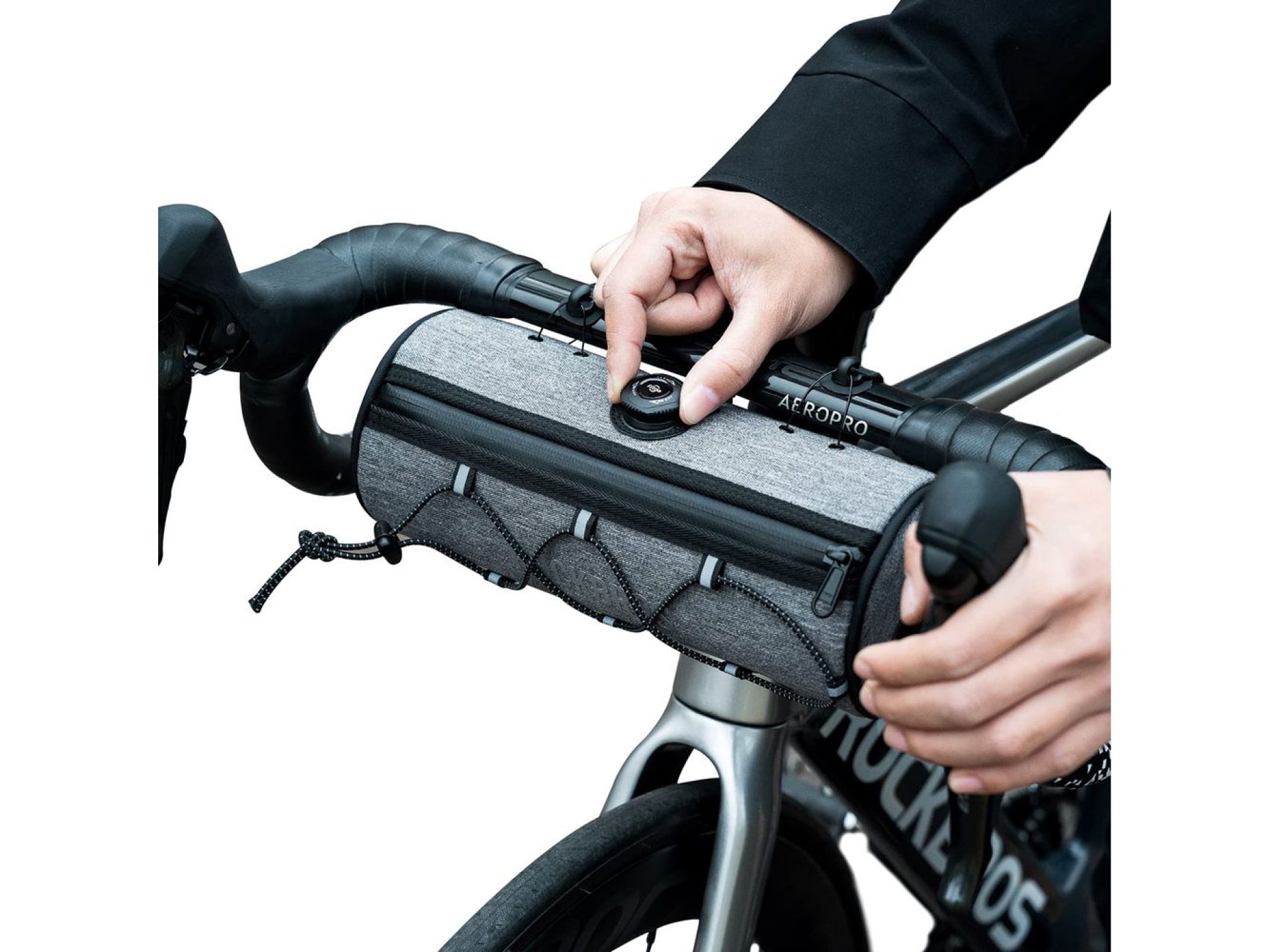 Bolsa de guidão impermeável Rockbros TL002 ROAD TO SKY 1.5L para bicicleta - Cinza