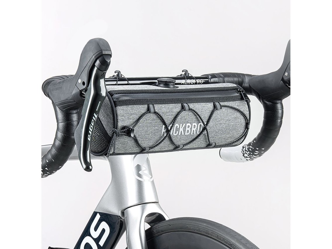 Bolsa de guidão impermeável Rockbros TL002 ROAD TO SKY 1.5L para bicicleta - Cinza