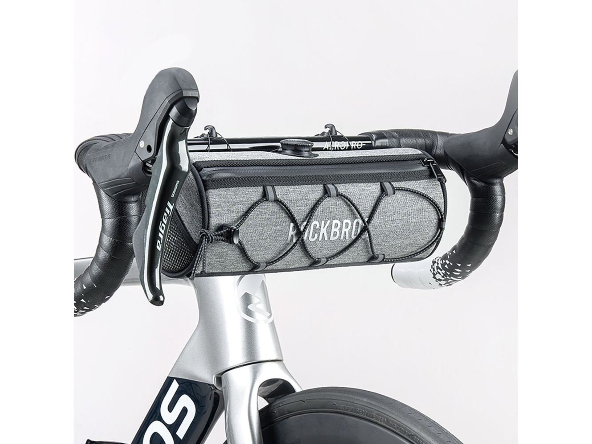 Bolsa de guidão impermeável Rockbros TL002 ROAD TO SKY 1.5L para bicicleta - Cinza