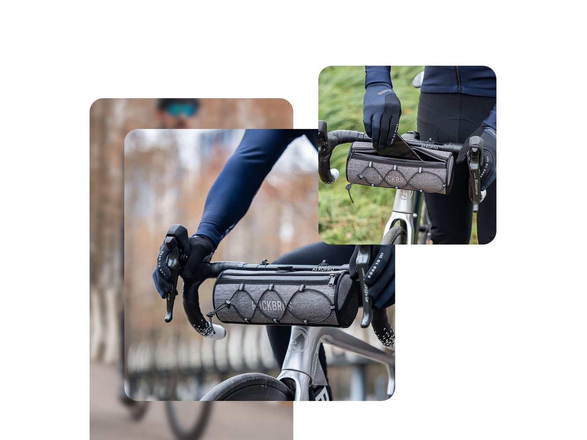 Bolsa de guidão impermeável Rockbros TL002 ROAD TO SKY 1.5L para bicicleta - Cinza