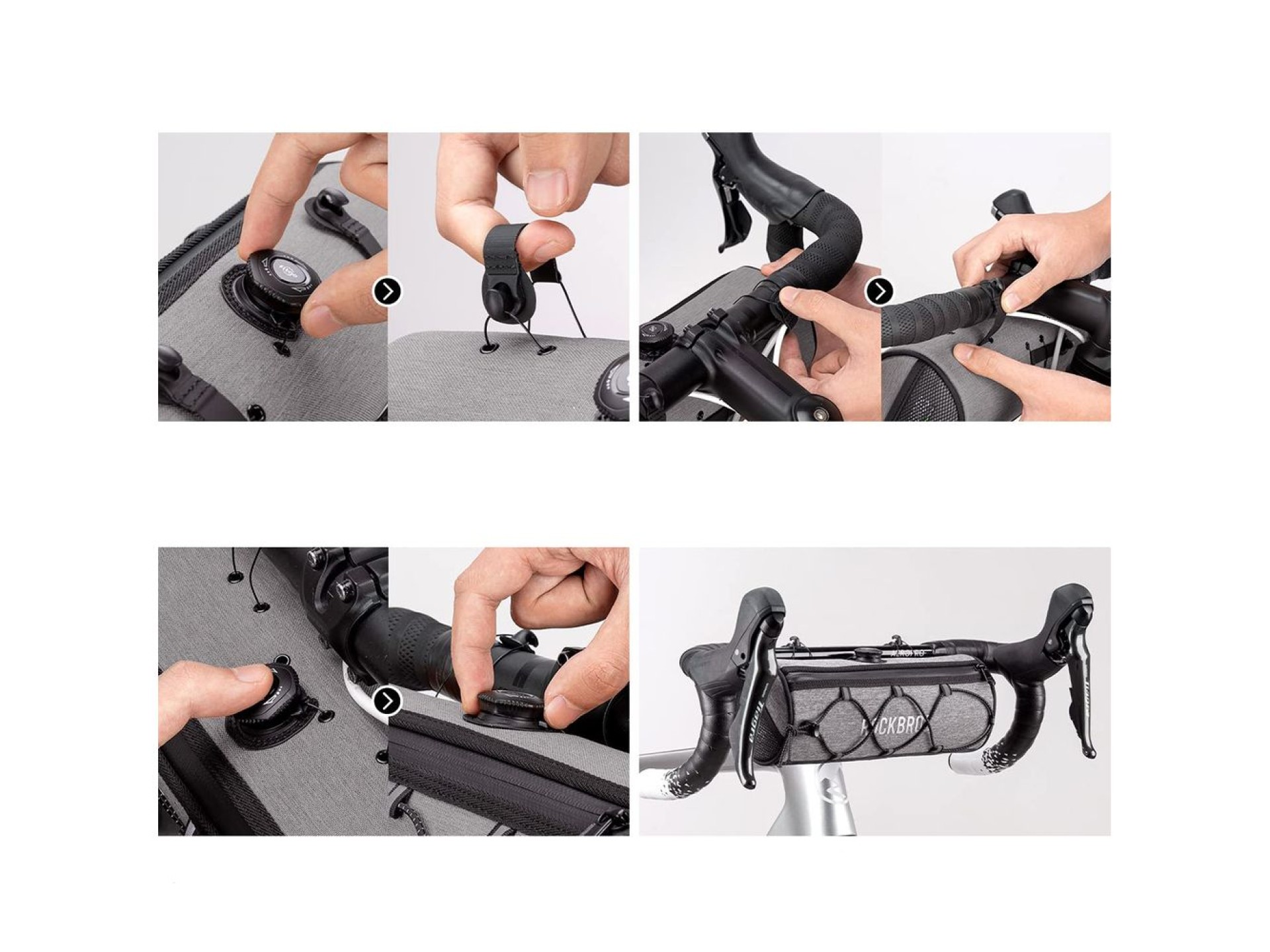 Bolsa de guidão impermeável Rockbros TL002 ROAD TO SKY 1.5L para bicicleta - Cinza