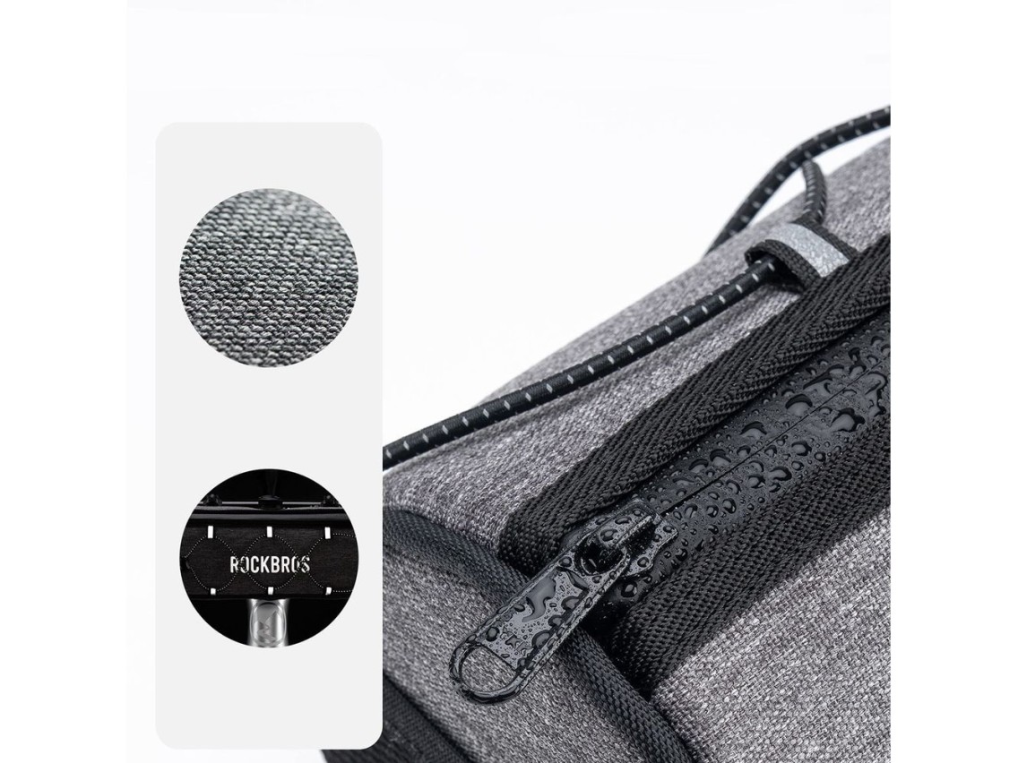 Bolsa de guidão impermeável Rockbros TL002 ROAD TO SKY 1.5L para bicicleta - Cinza