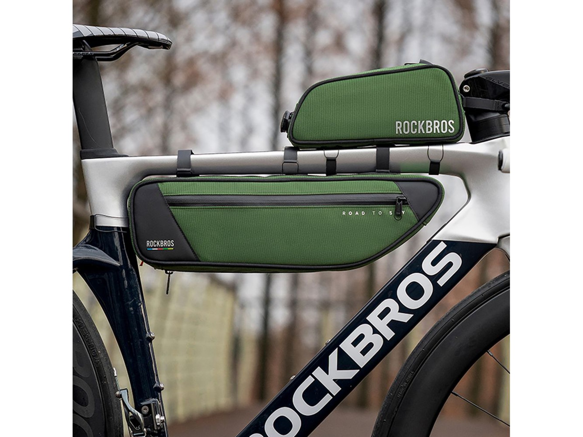 Bolsa de quadro impermeável Rockbros TL003 ROAD TO SKY 2L - Verde