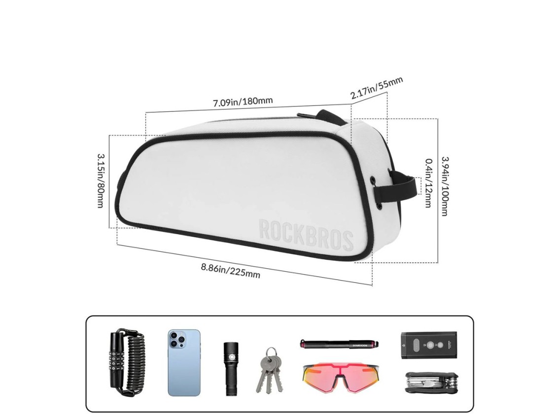 Bolsa para cuadro de bicicleta Rockbros TL004 ROAD TO SKY de 0,7 L, impermeable - Blanca