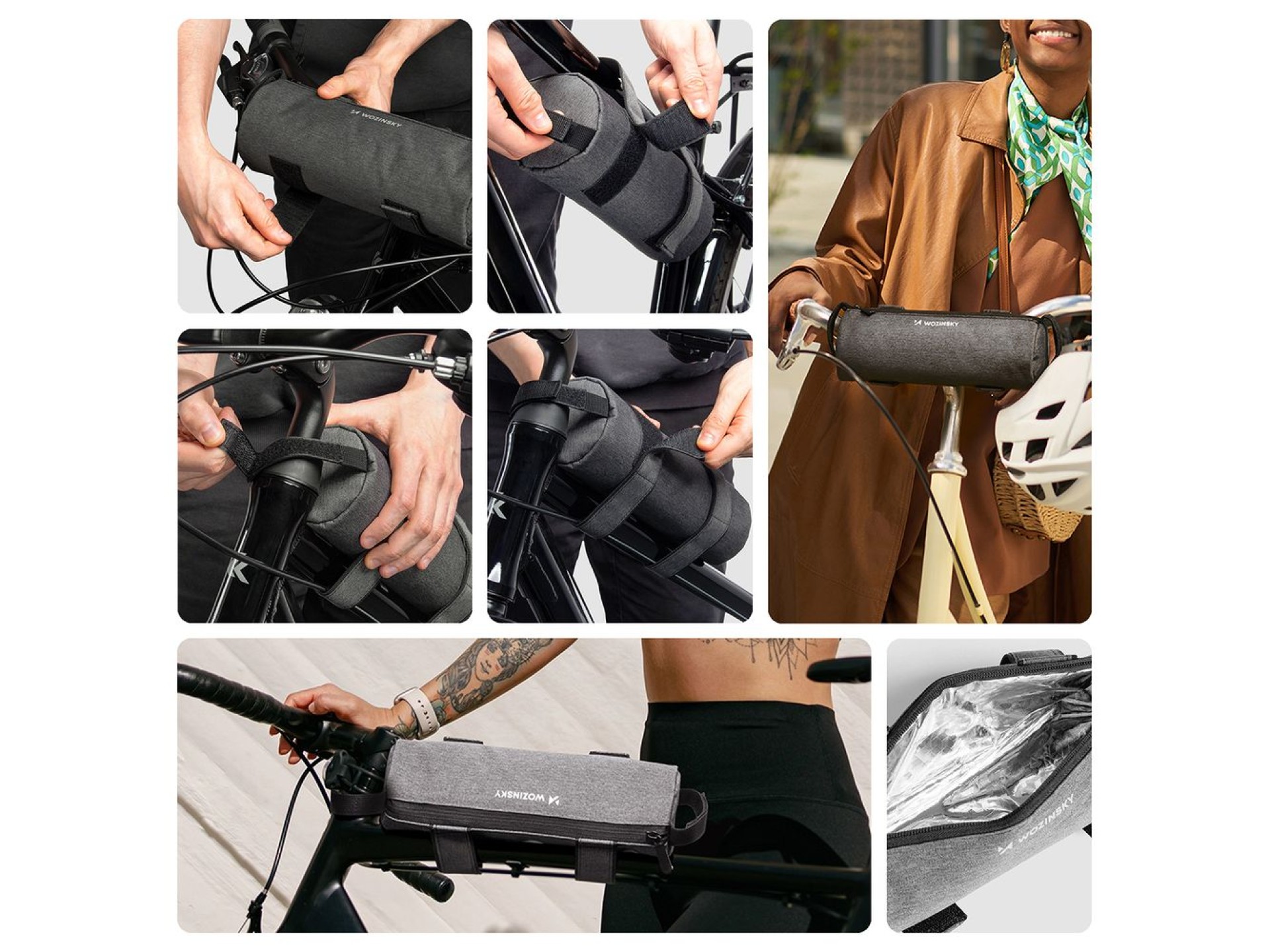Bolsa para bicicleta Wozinsky WBB37GRB com isolamento térmico - cinza