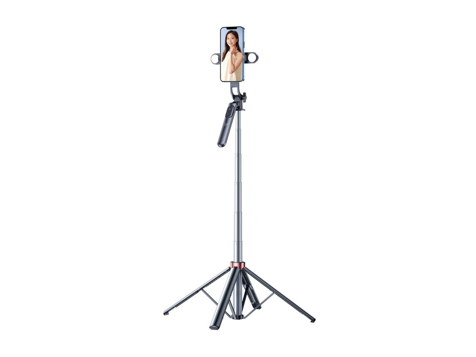 Palo selfie WH181D-Y1S, trípode telescópico de aleación de aluminio de 1,75 m con soporte doble para