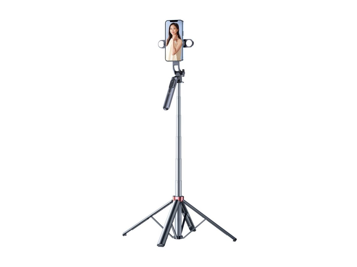 Palo selfie WH181D-Y1S, trípode telescópico de aleación de aluminio de 1,75 m con soporte doble para