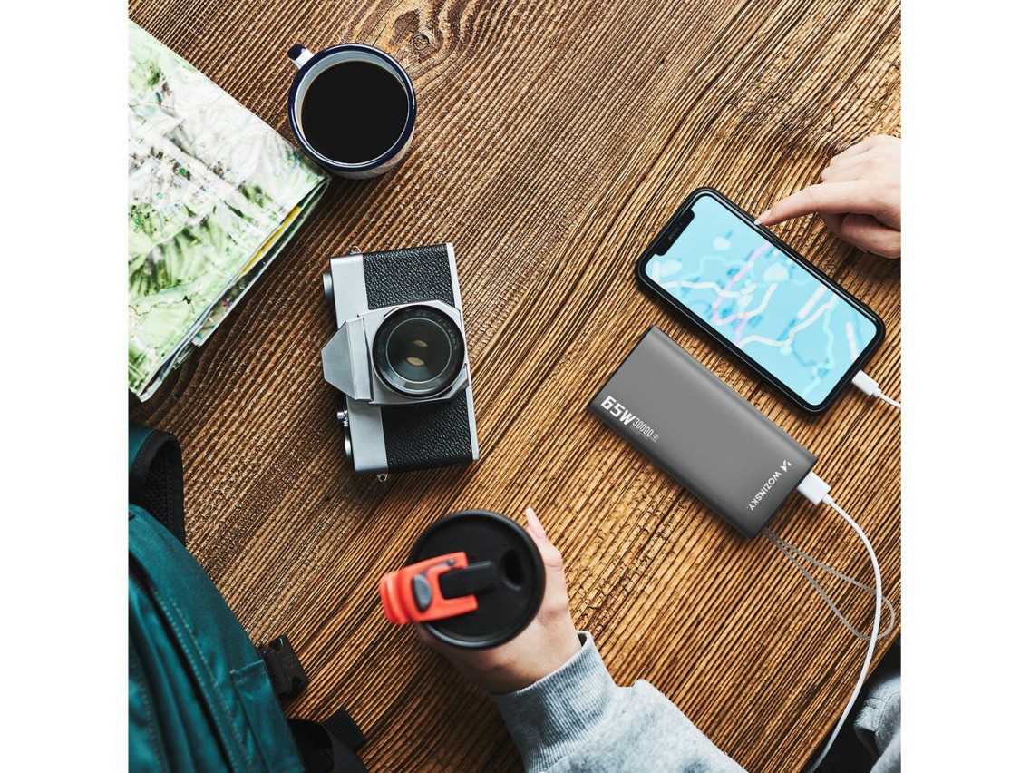 Powerbank Wozinsky K65+ 65W 30000mAh 2x USB-C, 1x USB-A 65W - gris