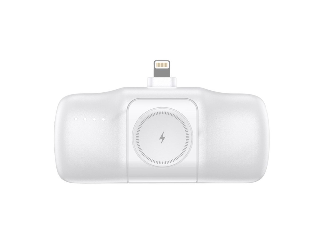 Mini batería externa Wozinsky WF16-YLS de 5000 mAh y 15 W con conector Lightning, cable USB-C integr