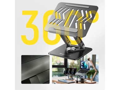 Wozinsky WRS-CPY84SB 360 Aluminum Laptop and Tablet Stand + Free Smartphone Stand - Black