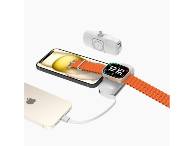 Mini Power Bank Wozinsky WF16-YLS 5000mAh 15W Lightning com Cabo USB-C Integrado e Carregador para A Mini Power Bank Wozinsky WF16-YLS 5000mAh 15W Lightning com Cabo USB-C Integrado e Carregador para A