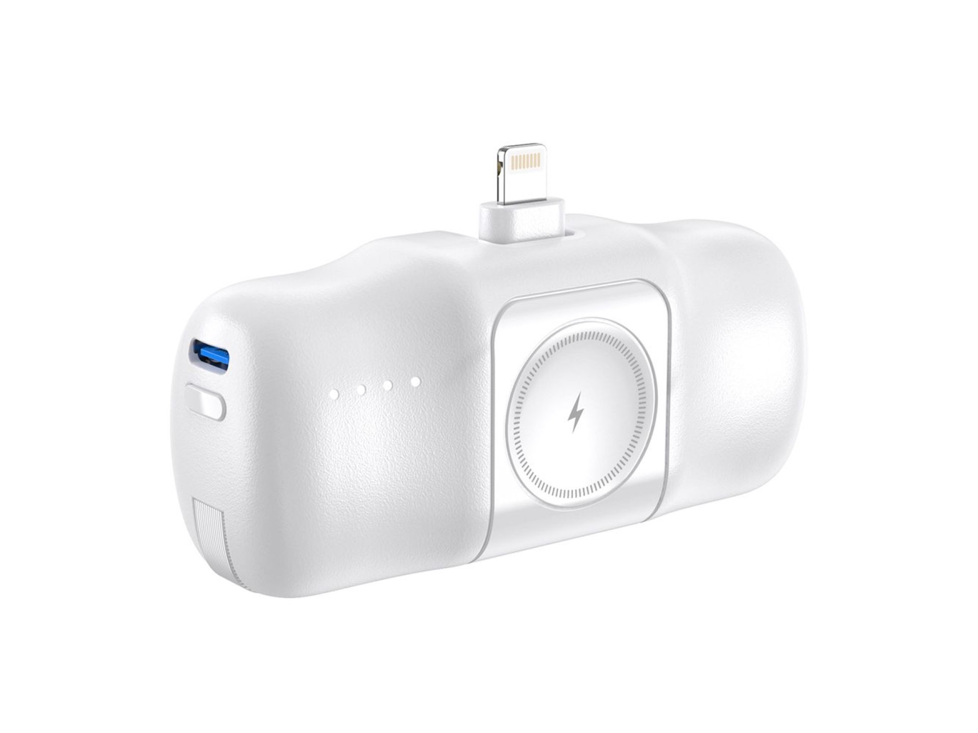 Mini batería externa Wozinsky WF16-YLS de 5000 mAh y 15 W con conector Lightning, cable USB-C integr