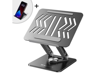 Wozinsky WRS-CPY84SB 360 Aluminum Laptop and Tablet Stand + Free Smartphone Stand - Black