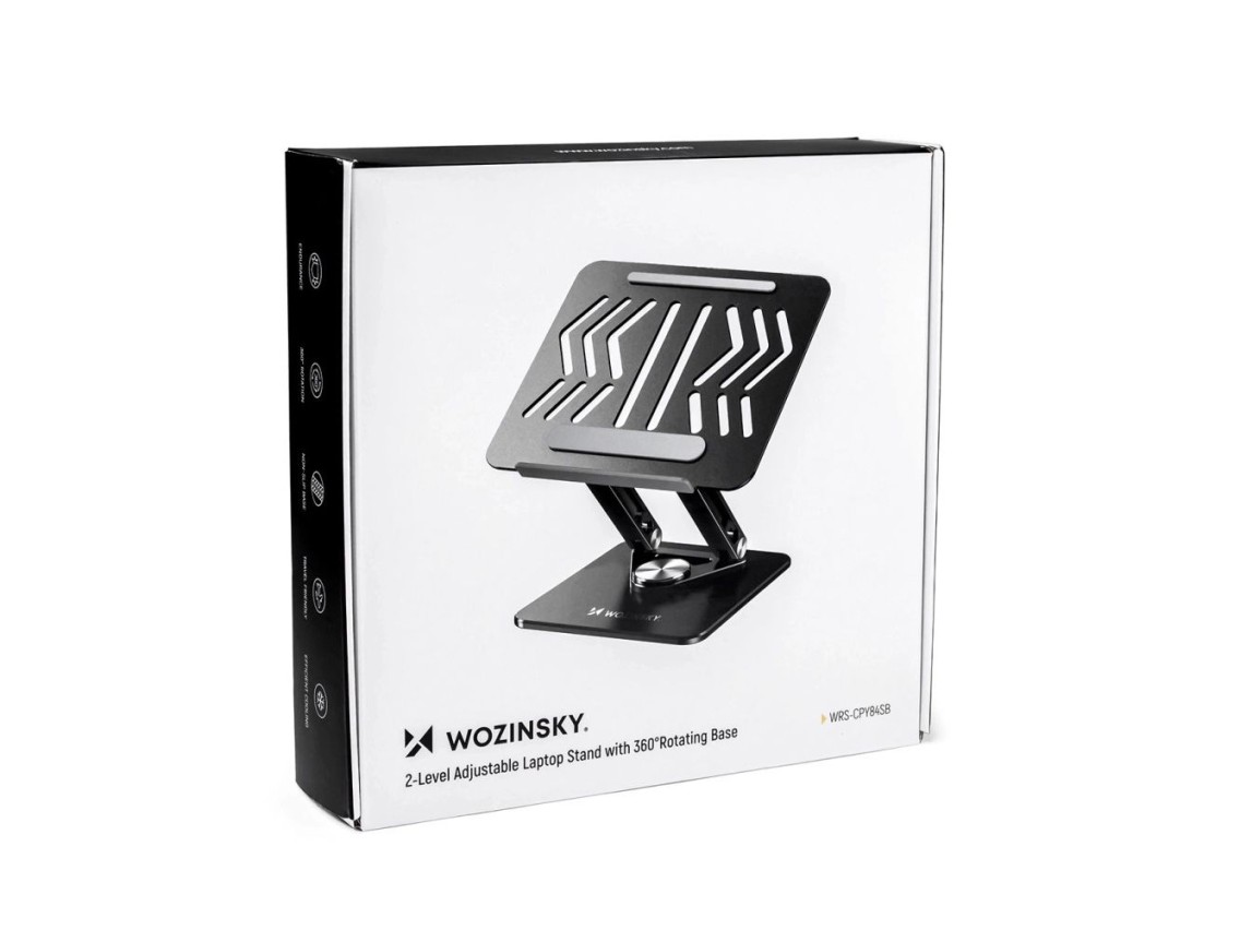 Wozinsky WRS-CPY84SB 360 Aluminum Laptop and Tablet Stand + Free Smartphone Stand - Black