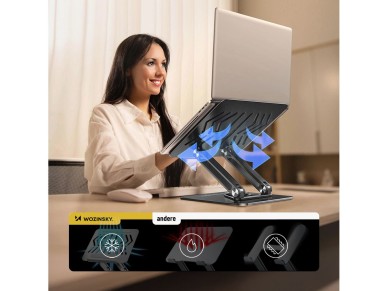 Wozinsky WRS-CPY84SB 360 Aluminum Laptop and Tablet Stand + Free Smartphone Stand - Black
