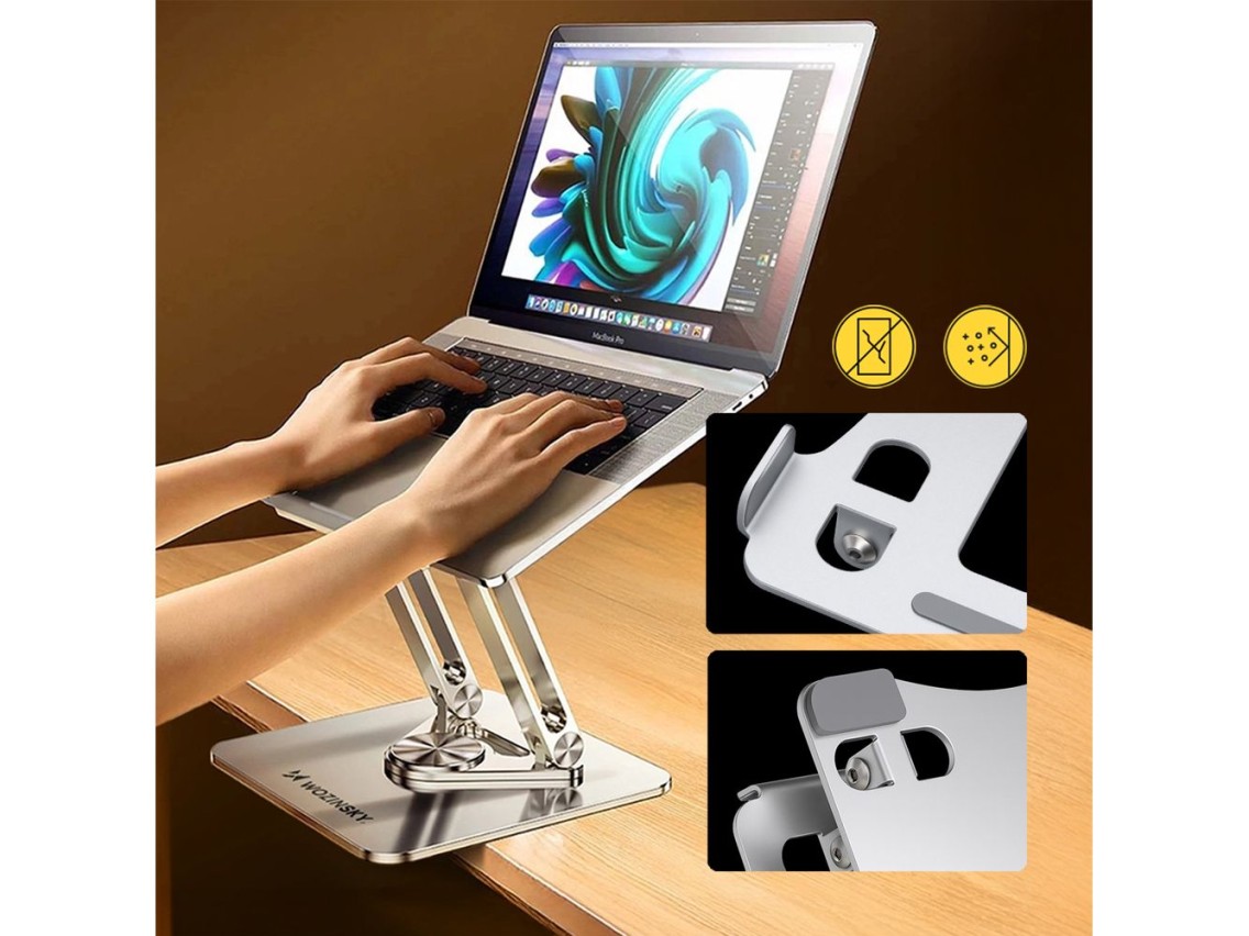 Wozinsky WRS-CPY84SS Aluminum Laptop and Tablet Stand + Free Smartphone Stand - Silver