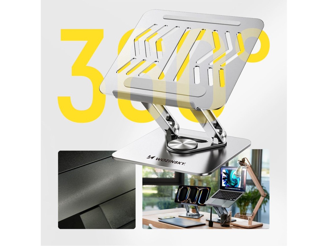 Wozinsky WRS-CPY84SS Aluminum Laptop and Tablet Stand + Free Smartphone Stand - Silver