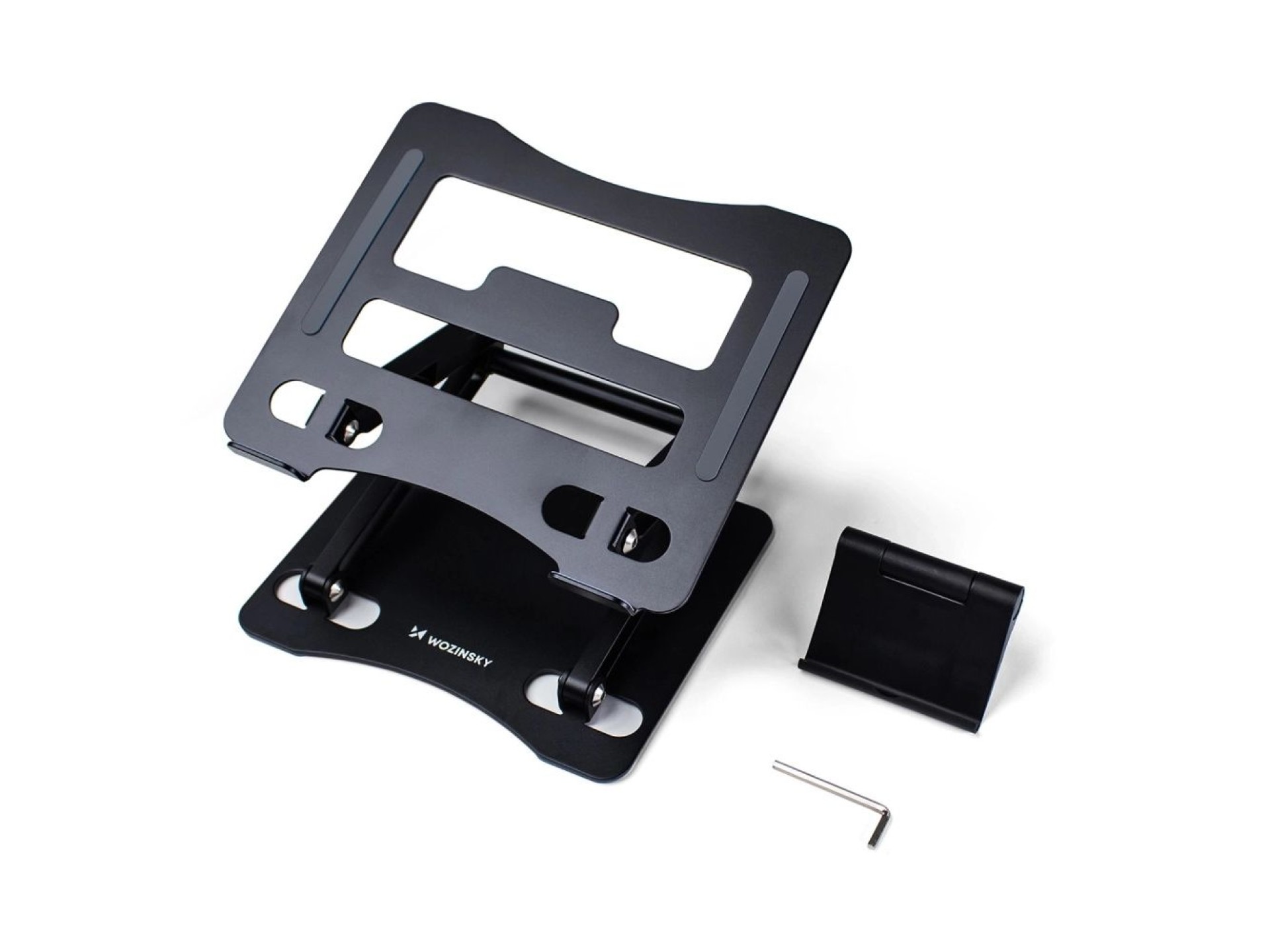Wozinsky WRS-CPY75DSB Aluminum Laptop and Tablet Stand + Free Smartphone Stand - Black
